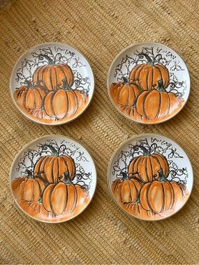 Halloween Plates Pumpkin Fall Plates Set Of 4 Ceramic Handmade Plates
